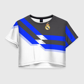 Женская футболка 3D укороченная с принтом Real Madrid 2018 в Тюмени, 100% полиэстер | круглая горловина, длина футболки до линии талии, рукава с отворотами | реал мадрид | эмблема