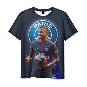 Мужская футболка 3D с принтом Neymar PSG в Тюмени, 100% полиэфир | прямой крой, круглый вырез горловины, длина до линии бедер | neymar psg | неймар | неймар псж | псж | футбол