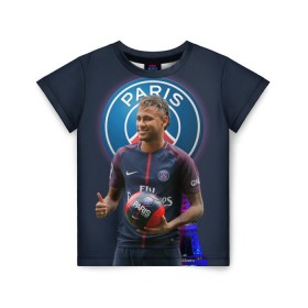 Детская футболка 3D с принтом Neymar PSG в Тюмени, 100% гипоаллергенный полиэфир | прямой крой, круглый вырез горловины, длина до линии бедер, чуть спущенное плечо, ткань немного тянется | Тематика изображения на принте: neymar psg | неймар | неймар псж | псж | футбол