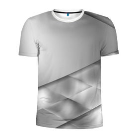 Мужская футболка 3D спортивная с принтом Grey rhombuses в Тюмени, 100% полиэстер с улучшенными характеристиками | приталенный силуэт, круглая горловина, широкие плечи, сужается к линии бедра | Тематика изображения на принте: grey | абстракция | геометрия | ромб | текстура
