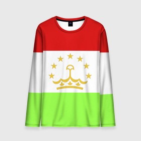 Мужской лонгслив 3D с принтом Флаг Таджикистана в Тюмени, 100% полиэстер | длинные рукава, круглый вырез горловины, полуприлегающий силуэт | парчами точикистон | таджикистан | точикистон | флаг | флаг таджикистана
