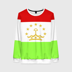 Женский свитшот 3D с принтом Флаг Таджикистана в Тюмени, 100% полиэстер с мягким внутренним слоем | круглый вырез горловины, мягкая резинка на манжетах и поясе, свободная посадка по фигуре | парчами точикистон | таджикистан | точикистон | флаг | флаг таджикистана