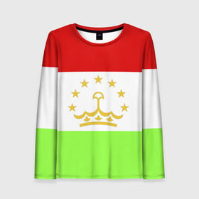 Женский лонгслив 3D с принтом Флаг Таджикистана в Тюмени, 100% полиэстер | длинные рукава, круглый вырез горловины, полуприлегающий силуэт | парчами точикистон | таджикистан | точикистон | флаг | флаг таджикистана