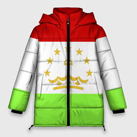 Женская зимняя куртка 3D с принтом Флаг Таджикистана в Тюмени, верх — 100% полиэстер; подкладка — 100% полиэстер; утеплитель — 100% полиэстер | длина ниже бедра, силуэт Оверсайз. Есть воротник-стойка, отстегивающийся капюшон и ветрозащитная планка. 

Боковые карманы с листочкой на кнопках и внутренний карман на молнии | парчами точикистон | таджикистан | точикистон | флаг | флаг таджикистана