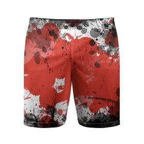 Мужские шорты 3D спортивные с принтом Брызги и пятна в Тюмени,  |  | белый | грязь | красный | кровь | пятна | черный