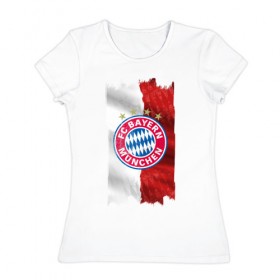 Женская футболка хлопок с принтом Bayern Munchen - Vintage style No. 3 в Тюмени, 100% хлопок | прямой крой, круглый вырез горловины, длина до линии бедер, слегка спущенное плечо | bayern munchen | fcb | football | бавария мюнхен