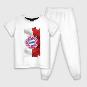 Детская пижама хлопок с принтом Bayern Munchen - Vintage style No. 3 в Тюмени, 100% хлопок |  брюки и футболка прямого кроя, без карманов, на брюках мягкая резинка на поясе и по низу штанин
 | Тематика изображения на принте: bayern munchen | fcb | football | бавария мюнхен