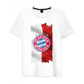 Мужская футболка хлопок с принтом Bayern Munchen - Vintage style No. 3 в Тюмени, 100% хлопок | прямой крой, круглый вырез горловины, длина до линии бедер, слегка спущенное плечо. | bayern munchen | fcb | football | бавария мюнхен