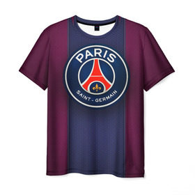 Мужская футболка 3D с принтом Paris Saint-Germain в Тюмени, 100% полиэфир | прямой крой, круглый вырез горловины, длина до линии бедер | psg | париж | псж | форма | футбол