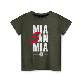 Детская футболка хлопок с принтом Bayern Munchen - Mia San Mia в Тюмени, 100% хлопок | круглый вырез горловины, полуприлегающий силуэт, длина до линии бедер | bayern munchen | fcb | football | бавария мюнхен