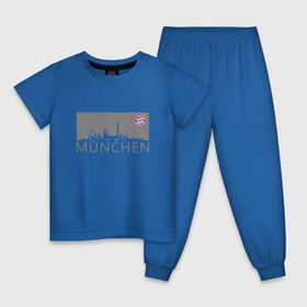 Детская пижама хлопок с принтом Bayern Munchen - Munchen City grey (2018) в Тюмени, 100% хлопок |  брюки и футболка прямого кроя, без карманов, на брюках мягкая резинка на поясе и по низу штанин
 | Тематика изображения на принте: bayern munchen | fcb | football | бавария мюнхен