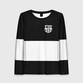 Женский лонгслив 3D с принтом FC Barcelona Black Collection в Тюмени, 100% полиэстер | длинные рукава, круглый вырез горловины, полуприлегающий силуэт | black collection | fc | fc barcelona | fcb | fly emirates | ronaldo | барселона | зож | клуб | линии | месси | модные | мяч | реал мадрид | спорт | спортивные | тренды | футбол | футбольный клуб | эмблема