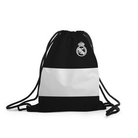 Рюкзак-мешок 3D с принтом Real Madrid Black Collection в Тюмени, 100% полиэстер | плотность ткани — 200 г/м2, размер — 35 х 45 см; лямки — толстые шнурки, застежка на шнуровке, без карманов и подкладки | emirates | fc | real madrid | клуб | мяч | реал мадрид