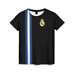 Женская футболка 3D с принтом Real Madrid Line Collection в Тюмени, 100% полиэфир ( синтетическое хлопкоподобное полотно) | прямой крой, круглый вырез горловины, длина до линии бедер | emirates | fc | real madrid | клуб | мяч | реал мадрид