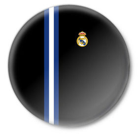 Значок с принтом Real Madrid Line Collection в Тюмени,  металл | круглая форма, металлическая застежка в виде булавки | Тематика изображения на принте: emirates | fc | real madrid | клуб | мяч | реал мадрид