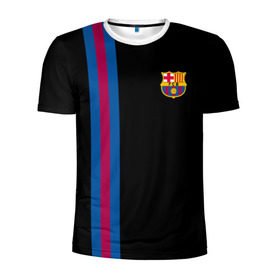 Мужская футболка 3D спортивная с принтом FC Barcelona Line Collection в Тюмени, 100% полиэстер с улучшенными характеристиками | приталенный силуэт, круглая горловина, широкие плечи, сужается к линии бедра | fc | барселона | эмблема