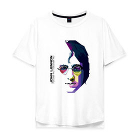 Мужская футболка хлопок Oversize с принтом Джон Ленон в Тюмени, 100% хлопок | свободный крой, круглый ворот, “спинка” длиннее передней части | john lennon | the beatles | битлс | джон леннон
