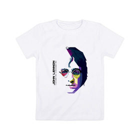 Детская футболка хлопок с принтом Джон Ленон в Тюмени, 100% хлопок | круглый вырез горловины, полуприлегающий силуэт, длина до линии бедер | Тематика изображения на принте: john lennon | the beatles | битлс | джон леннон
