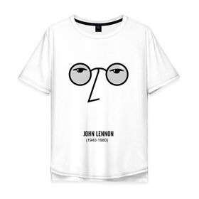 Мужская футболка хлопок Oversize с принтом Джон Ленон 1 в Тюмени, 100% хлопок | свободный крой, круглый ворот, “спинка” длиннее передней части | Тематика изображения на принте: 