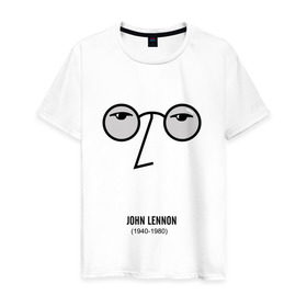 Мужская футболка хлопок с принтом Джон Ленон 1 в Тюмени, 100% хлопок | прямой крой, круглый вырез горловины, длина до линии бедер, слегка спущенное плечо. | Тематика изображения на принте: 