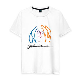 Мужская футболка хлопок с принтом Джон Ленон 2 в Тюмени, 100% хлопок | прямой крой, круглый вырез горловины, длина до линии бедер, слегка спущенное плечо. | john lennon | the beatles | битлс | джон леннон