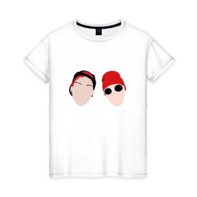 Женская футболка хлопок с принтом Twenty One Pilots в Тюмени, 100% хлопок | прямой крой, круглый вырез горловины, длина до линии бедер, слегка спущенное плечо | твенти ван пилотс песни