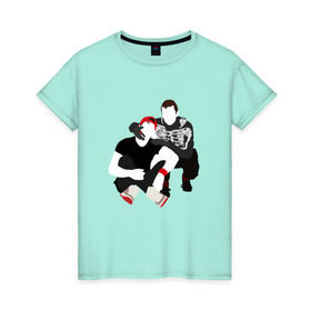 Женская футболка хлопок с принтом Twenty One Pilots в Тюмени, 100% хлопок | прямой крой, круглый вырез горловины, длина до линии бедер, слегка спущенное плечо | твенти ван пилотс