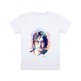 Детская футболка хлопок с принтом Джон Леннон 6 в Тюмени, 100% хлопок | круглый вырез горловины, полуприлегающий силуэт, длина до линии бедер | Тематика изображения на принте: john lennon | the beatles | битлс | джон леннон