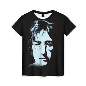 Женская футболка 3D с принтом Джон Леннон 7 в Тюмени, 100% полиэфир ( синтетическое хлопкоподобное полотно) | прямой крой, круглый вырез горловины, длина до линии бедер | Тематика изображения на принте: john lennon | the beatles | битлс | джон леннон