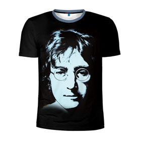Мужская футболка 3D спортивная с принтом Джон Леннон 7 в Тюмени, 100% полиэстер с улучшенными характеристиками | приталенный силуэт, круглая горловина, широкие плечи, сужается к линии бедра | john lennon | the beatles | битлс | джон леннон