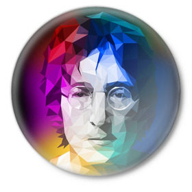 Значок с принтом Джон Леннон 19 в Тюмени,  металл | круглая форма, металлическая застежка в виде булавки | 