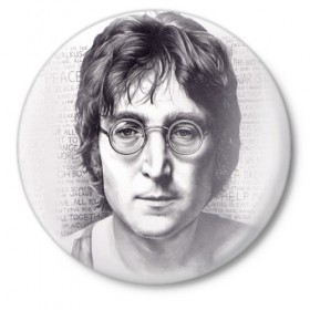 Значок с принтом Джон Леннон 24 в Тюмени,  металл | круглая форма, металлическая застежка в виде булавки | 