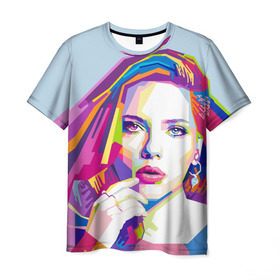 Мужская футболка 3D с принтом Scarlett Johansson в Тюмени, 100% полиэфир | прямой крой, круглый вырез горловины, длина до линии бедер | scarlett johansson | скарлет йохансон | скарлетт йоханссон