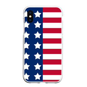 Чехол для iPhone XS Max матовый с принтом USA FLAG АМЕРИКАНСКИЙ ФЛАГ в Тюмени, Силикон | Область печати: задняя сторона чехла, без боковых панелей | star | usa | америка | белый | звезды | красный | линии | полосы | популярные | синий | сша | триколор | туристические | флаг | цвет | штаты