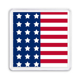 Магнит 55*55 с принтом USA Flag в Тюмени, Пластик | Размер: 65*65 мм; Размер печати: 55*55 мм | Тематика изображения на принте: star | usa | америка | белый | звезды | красный | линии | полосы | популярные | синий | сша | триколор | туристические | флаг | цвет | штаты