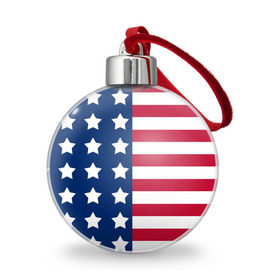 Ёлочный шар с принтом USA Flag в Тюмени, Пластик | Диаметр: 77 мм | Тематика изображения на принте: star | usa | америка | белый | звезды | красный | линии | полосы | популярные | синий | сша | триколор | туристические | флаг | цвет | штаты