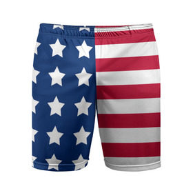Мужские шорты 3D спортивные с принтом USA Flag в Тюмени,  |  | star | usa | америка | белый | звезды | красный | линии | полосы | популярные | синий | сша | триколор | туристические | флаг | цвет | штаты