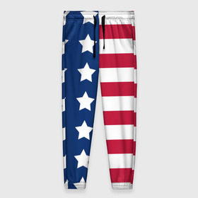 Женские брюки 3D с принтом USA Flag в Тюмени, полиэстер 100% | прямой крой, два кармана без застежек по бокам, с мягкой трикотажной резинкой на поясе и по низу штанин. В поясе для дополнительного комфорта — широкие завязки | star | usa | америка | белый | звезды | красный | линии | полосы | популярные | синий | сша | триколор | туристические | флаг | цвет | штаты