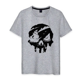 Мужская футболка хлопок с принтом Sea of thieves в Тюмени, 100% хлопок | прямой крой, круглый вырез горловины, длина до линии бедер, слегка спущенное плечо. | mmo | море | пират | пираты | сокровища | сокровище