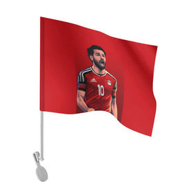 Флаг для автомобиля с принтом Мохамед Салах в Тюмени, 100% полиэстер | Размер: 30*21 см | mohamed salah ghaly | ливерпуль | мохаммед салах хамед гали | сборная египта | спорт | футбол
