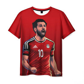 Мужская футболка 3D с принтом Мохамед Салах в Тюмени, 100% полиэфир | прямой крой, круглый вырез горловины, длина до линии бедер | mohamed salah ghaly | ливерпуль | мохаммед салах хамед гали | сборная египта | спорт | футбол