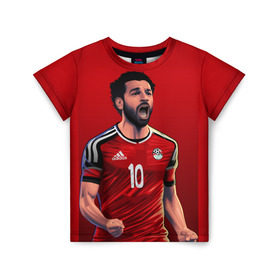 Детская футболка 3D с принтом Мохамед Салах в Тюмени, 100% гипоаллергенный полиэфир | прямой крой, круглый вырез горловины, длина до линии бедер, чуть спущенное плечо, ткань немного тянется | mohamed salah ghaly | ливерпуль | мохаммед салах хамед гали | сборная египта | спорт | футбол