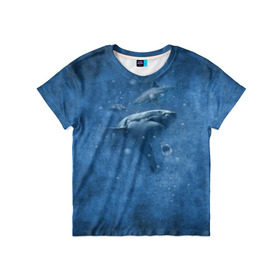 Детская футболка 3D с принтом Shark в Тюмени, 100% гипоаллергенный полиэфир | прямой крой, круглый вырез горловины, длина до линии бедер, чуть спущенное плечо, ткань немного тянется | fish | ocean | акула | вода | животные | море | океан | рыба | челюсти