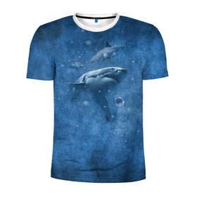 Мужская футболка 3D спортивная с принтом Shark в Тюмени, 100% полиэстер с улучшенными характеристиками | приталенный силуэт, круглая горловина, широкие плечи, сужается к линии бедра | fish | ocean | акула | вода | животные | море | океан | рыба | челюсти