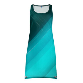 Платье-майка 3D с принтом Turquoise в Тюмени, 100% полиэстер | полуприлегающий силуэт, широкие бретели, круглый вырез горловины, удлиненный подол сзади. | абстракция | бирюза | геометрия | линия | текстура