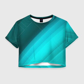 Женская футболка 3D укороченная с принтом Turquoise в Тюмени, 100% полиэстер | круглая горловина, длина футболки до линии талии, рукава с отворотами | абстракция | бирюза | геометрия | линия | текстура