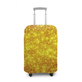 Чехол для чемодана 3D с принтом Золотой блеск в Тюмени, 86% полиэфир, 14% спандекс | двустороннее нанесение принта, прорези для ручек и колес | abstraction | gold | rich | texture | богатство | золотая абстракция | золото | кубики | текстура