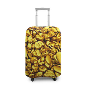 Чехол для чемодана 3D с принтом Золотые камешки в Тюмени, 86% полиэфир, 14% спандекс | двустороннее нанесение принта, прорези для ручек и колес | abstraction | gold | rich | texture | богатство | золотая абстракция | золото | кубики | текстура