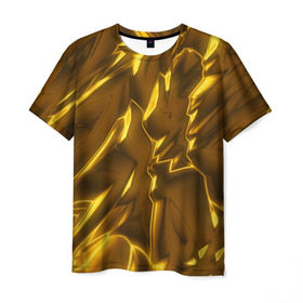 Мужская футболка 3D с принтом Золотые разводы в Тюмени, 100% полиэфир | прямой крой, круглый вырез горловины, длина до линии бедер | abstraction | gold | rich | texture | богатство | золотая абстракция | золото | кубики | текстура