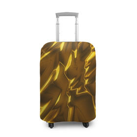 Чехол для чемодана 3D с принтом Золотые разводы в Тюмени, 86% полиэфир, 14% спандекс | двустороннее нанесение принта, прорези для ручек и колес | abstraction | gold | rich | texture | богатство | золотая абстракция | золото | кубики | текстура